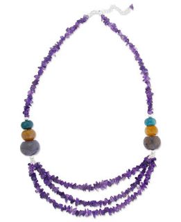 Necklace, Amethyst (58 ct. t.w.) and Fire Agate (38 ct. t.w.) Necklace