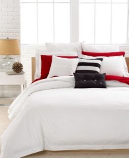 Lacoste Bedding, Solid White Brushed Twill Comforter and Duvet Cover