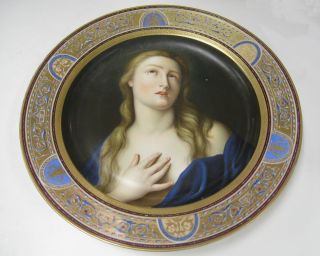 Antique Vienna Porcelain Charger Mary Magdalene