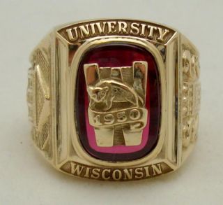 1950 University of Wisconsin Madison 10K Spies Mans Class Ring Size