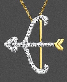 14k Gold Pendant, Diamond Bow and Arrow (1/5 ct. t.w.)