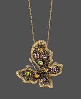 Le Vian 14k Gold Necklace, Diamond (3/8 ct. t.w.) and Multistone