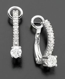 Diamond Earrings, 14k White Gold Diamond Hoops (3/8 ct. t.w.)