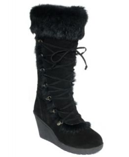 Clarks Womens Shoes, Artisan Saddle Ride Faux Fur Wedge Boots