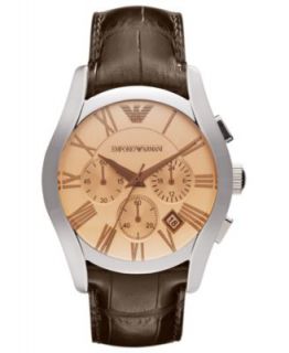 Emporio Armani Watch, Mens Chronograph Brown Croco Leather Strap 42mm