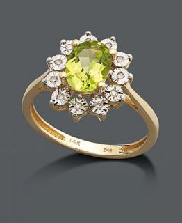14k Two Tone Gold Ring, Peridot (1 1/3 ct. t.w.) and Diamond Accent