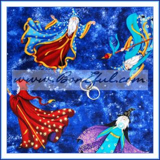 BOOAK Fabric Wizard Fantasy Costume Magic Wand Blue Red Star Sky Harry