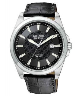 Citizen Watch, Mens Eco Drive Black Leather Strap 41mm BM7100 16E