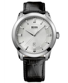 Hugo Boss Watch, Mens Black Leather Strap 44mm HB1017 1512766