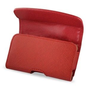 Red Leather Holster Pouch Belt Clip for iPhone 4 s Otterbox Commuter