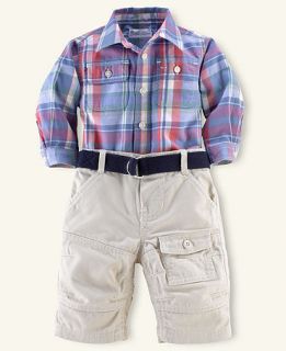 Ralph Lauren Baby Set, Baby Boys Plaid Shirt and Matlock Pants   Kids