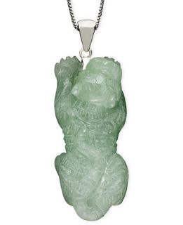 Sterling Silver Necklace, Jade Tiger Pendant (18 40mm)   Necklaces