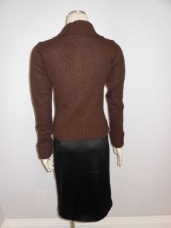 Ashley Macys Juniors Chocolate Brown Tan Sweater Coat Sz L Pockets