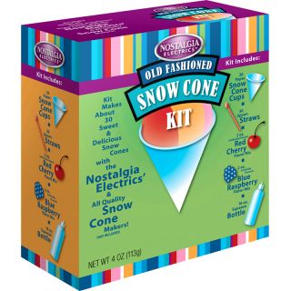 Snow Cone Maker Machine Supply Kit w Flavor Syrups Serving Cups Spoon