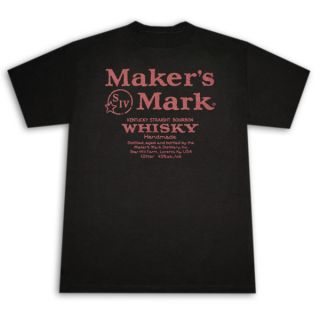 Makers Mark Whisky Label Black Graphic Tee Shirt