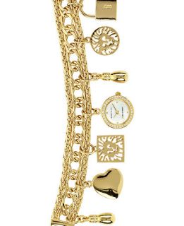Anne Klein Watch, Womens Gold Tone Brass Chain Charm Bracelet 19mm 10