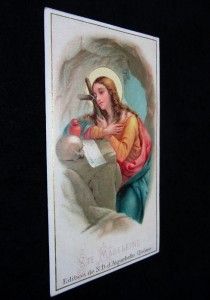 ANTIQUE HOLY CARD SAINT MADELEINE MAGDALENA + TEXT AIGUEBELLE EDITION