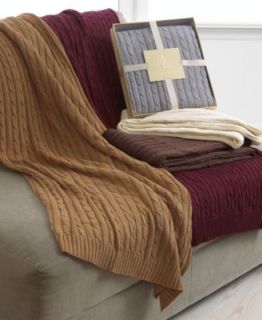 Martha Stewart Collection Bedding, Reversible Cable Knit Throw