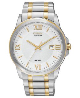 Citizen Watch, Mens Eco Drive Two Tone Stainless Steel Bracelet 40mm