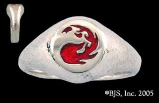 Red Mana Symbol Ring with Hand Painted Enamel   available in Sterling