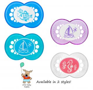 MAM Orthodontic Clear Silicone Pacifiers 6 Assorted Sea Patterns