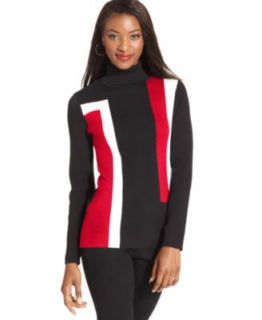Style&co. Top, Long Sleeve Colorblocked Turtleneck