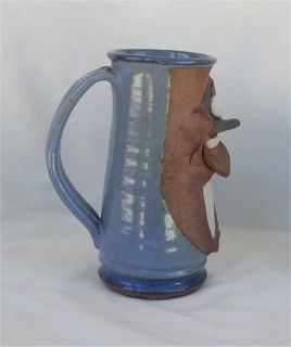 Large Mahon Made Stoneware Horny Devil Funny Ugly Face Mug Stein