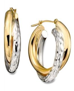 Hoop Earrings, Diamond Accent 14k Gold   Earrings   Jewelry & Watches