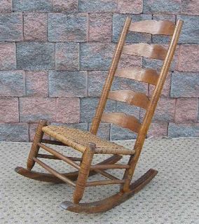 1800s Primitive Pennsylvania Tiger Maple Nursing Rocker Rocking Chair