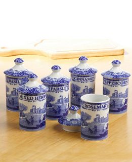 Spode Blue Italian Spice Jars, Set of 6   Casual Dinnerware   Dining