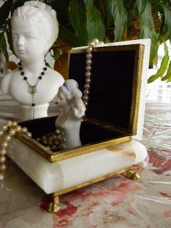 Drop Dead Gorgeous Vintage Claw Foot Marble Jewelry Casket Box