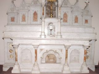 Outstanding 120 Year Old Marble Hand Carved Monumental Church Gothic