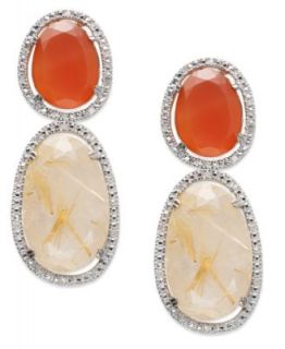 14k Rose Gold Earrings, 3 Stone Crystal Quartz (26 1/3 ct. t.w.) and