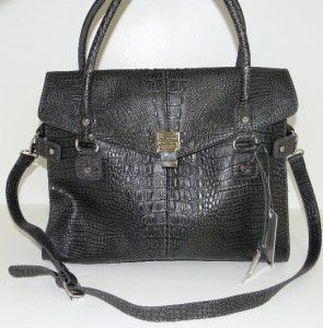 Marc Fisher Grey Croc Dress for Success Flap Tote Bag