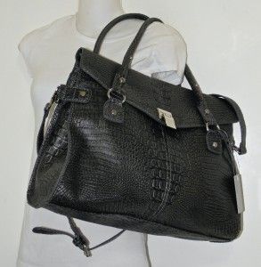 Marc Fisher Grey Croc Dress for Success Flap Tote Bag