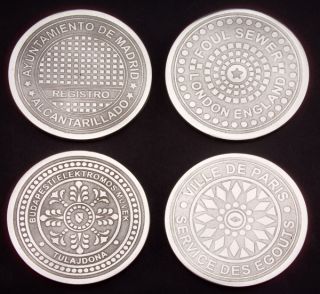 Godinger European Manhole Cover Coasters, Set of 4