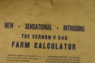 66 Vernon 548 Farm Calculator Gestation Marengo IL Instruction