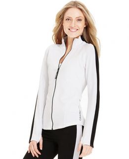 Calvin Klein Active Jacket, Racing Stripe Fitted Stretch   Womens