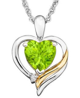 14k Gold and Sterling Silver Pendant, Peridot (1 1/3 ct. t.w.) and