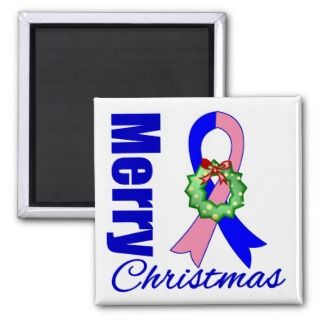 Breast Cancer Awareness Merry Christmas Ribbon Refrigerator Magnet