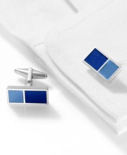 Kenneth Cole Reaction Cufflinks, Brushed Hematite With Tonal Blue