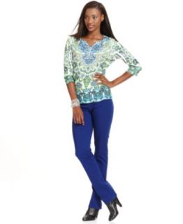 Style&co. Short Sleeve Lace Blouson & Slim Leg Jeans   Womens