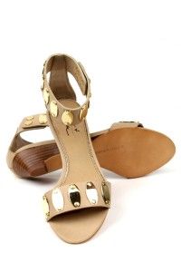 Mark James Badgley Mischka Marissa Tan Gold $295 Leather Sandals Shoes