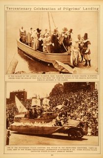 1922 Rotogravure Pilgrims Landing Plymouth Massachusetts Mary Chilton