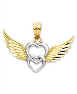 14k Gold and Sterling Silver Charm, Heart with Wings Charm