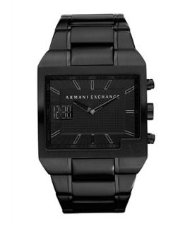 Armani Exchange Watch, Mens Analog Digital Black Plated Stainless