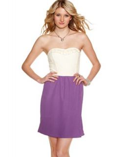 Be Bop Juniors Dress, Strapless Sweetheart Ruffled Lace