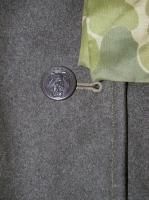 WW II Green Wool Trench Coat w Camo Scarf Officers