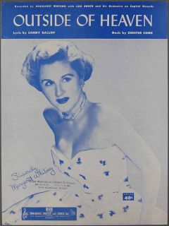 1952 Outside of Heaven Gallop Conn Margaret Whiting Sheet Music