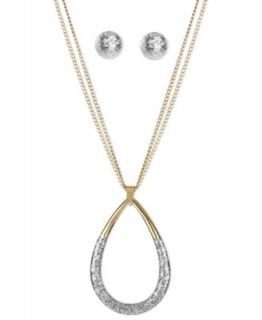 Kenneth Cole New York Necklace and Earrings Set, Silver Tone Blue